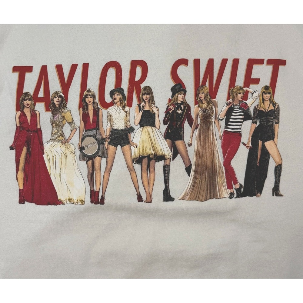 Taylor Swift The Eras Tour Official White Crewneck Sweatshirt Size Large